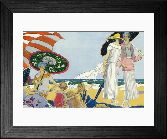 Framed Print : Fashionable ladies on the beach Framed Print : Fashionable ladies on the beach