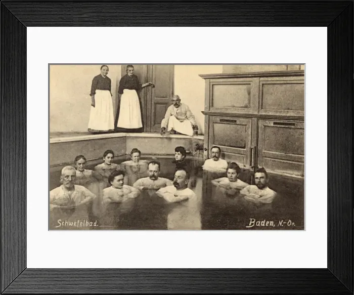 Framed Print : Taking a Hot Sulphur Bath at Baden, Germany