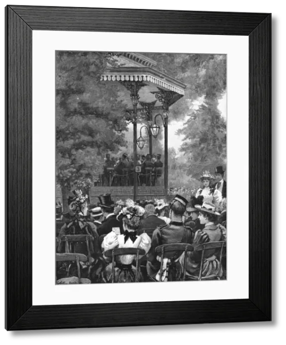 Framed Print : Military musicians - Hyde Park bandstand, 1895 Framed Print : Military musicians - Hyde Park bandstand, 1895