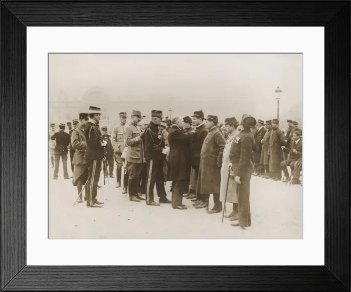 Framed Print : Raymond Poincare decorating wounded soldiers Framed Print : Raymond Poincare decorating wounded soldiers
