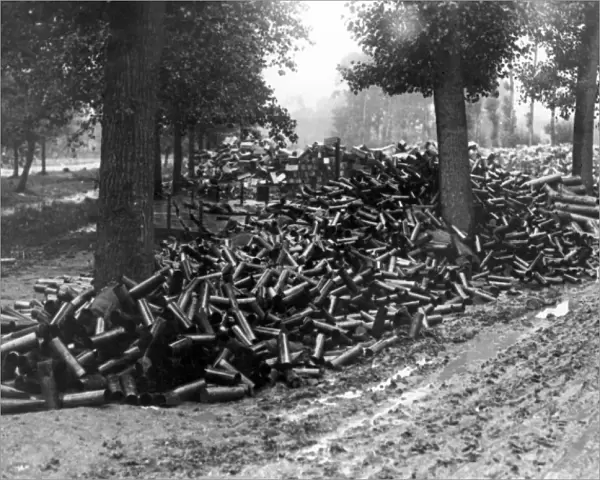 Empty shell cases and boxes, Battle of Albert, France, WW1