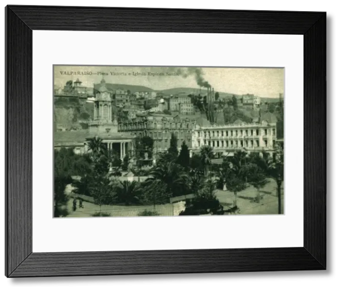 Framed Print : Valparaiso, Chile - Victoria Square and the English Church Framed Print : Valparaiso, Chile - Victoria Square and the English Church