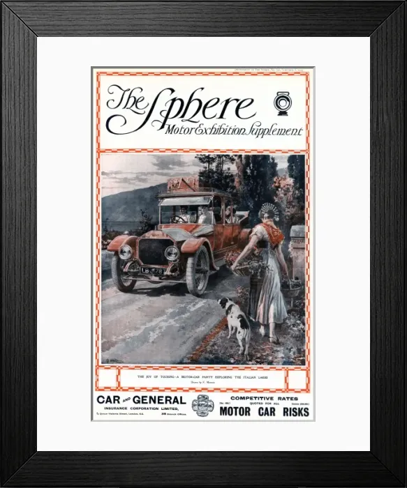 Framed Print : Sphere Motor Exhibition Supplement - motoring tour of Italia Framed Print : Sphere Motor Exhibition Supplement - motoring tour of Italia