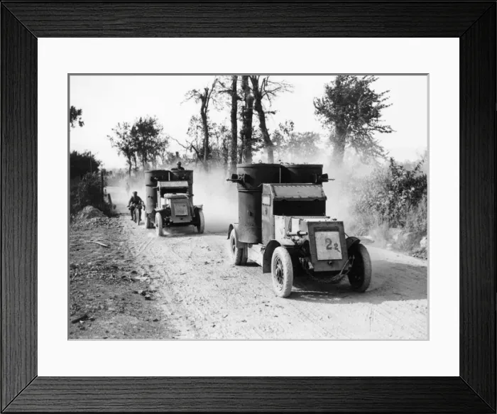 Framed Print : Armoured cars at Biefvillers, Somme, France, WW1 Framed Print : Armoured cars at Biefvillers, Somme, France, WW1