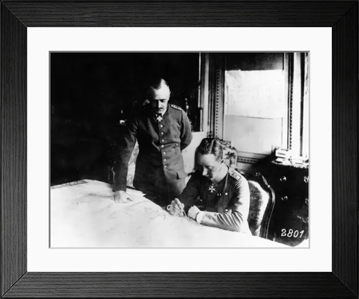 Framed Print : Crown Prince Wilhelm studying a map, WW1 Framed Print : Crown Prince Wilhelm studying a map, WW1