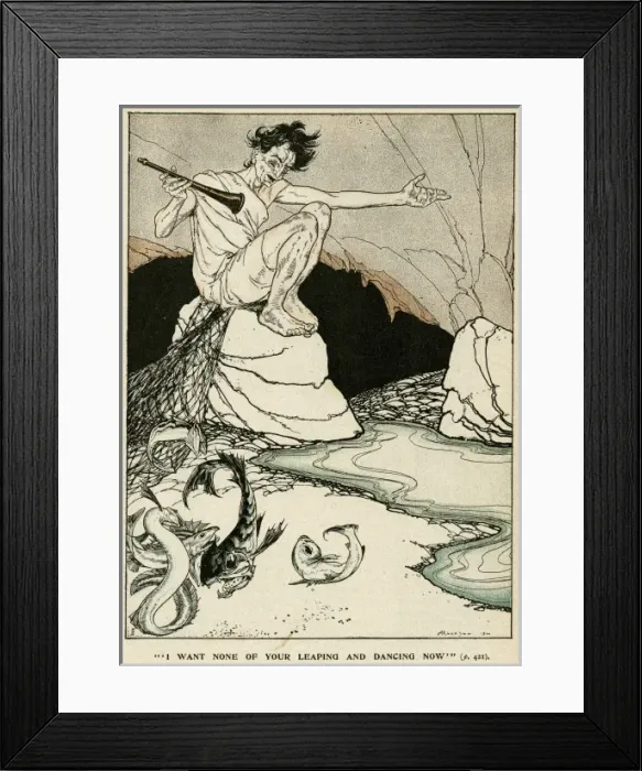 Framed Print : Piper watching fish leaping and dancing on the shore Framed Print : Piper watching fish leaping and dancing on the shore