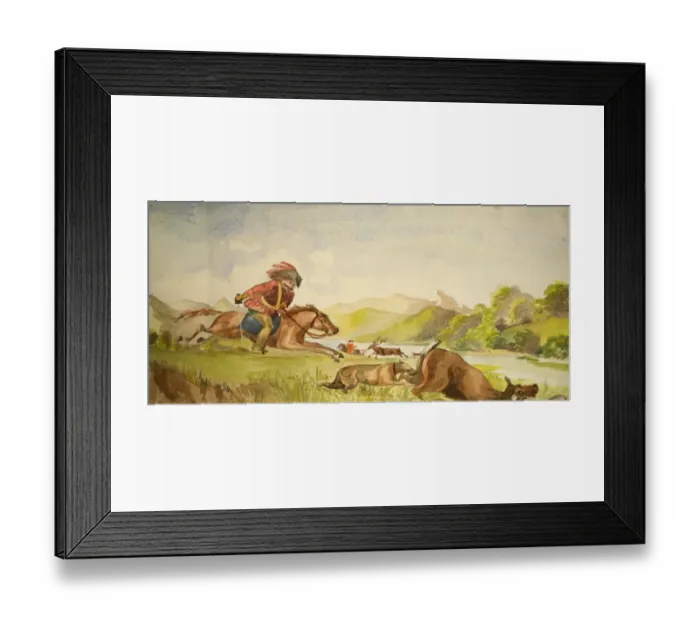 Framed Print : Copy of a painting depicting deer hunting Framed Print : Copy of a painting depicting deer hunting