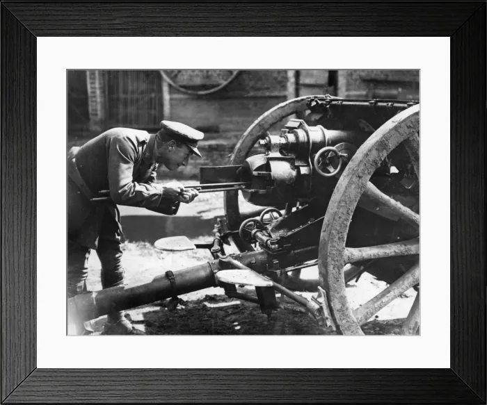 Framed Print : British gun repair, ordnance workshop, WW1 Framed Print : British gun repair, ordnance workshop, WW1