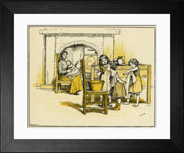 Framed Print : Children helping mother in the kitchen Framed Print : Children helping mother in the kitchen