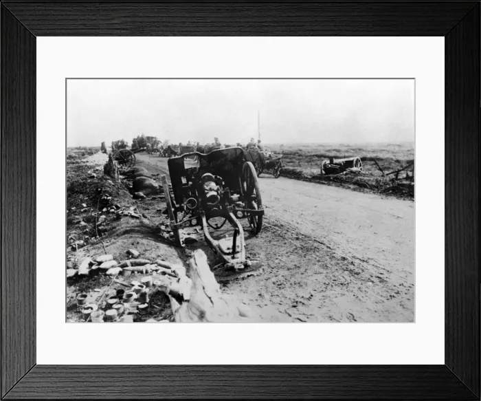 Framed Print : German troops on a road, Western Front, WW1 Framed Print : German troops on a road, Western Front, WW1