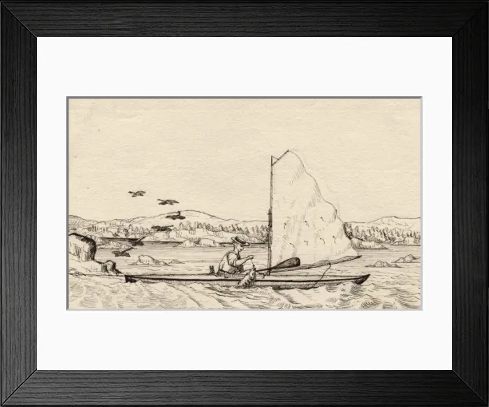 Framed Print : Warrington Baden-Powell catching fish in his canoe Framed Print : Warrington Baden-Powell catching fish in his canoe