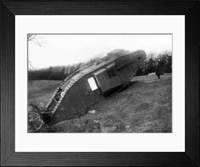 Framed Print : Tank climbing a steep slope, Lincoln, WW1 Framed Print : Tank climbing a steep slope, Lincoln, WW1