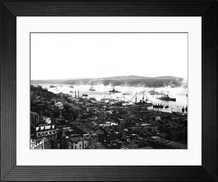 Framed Print : Allied fleet firing salute in the Bosphorus, WW1 Framed Print : Allied fleet firing salute in the Bosphorus, WW1