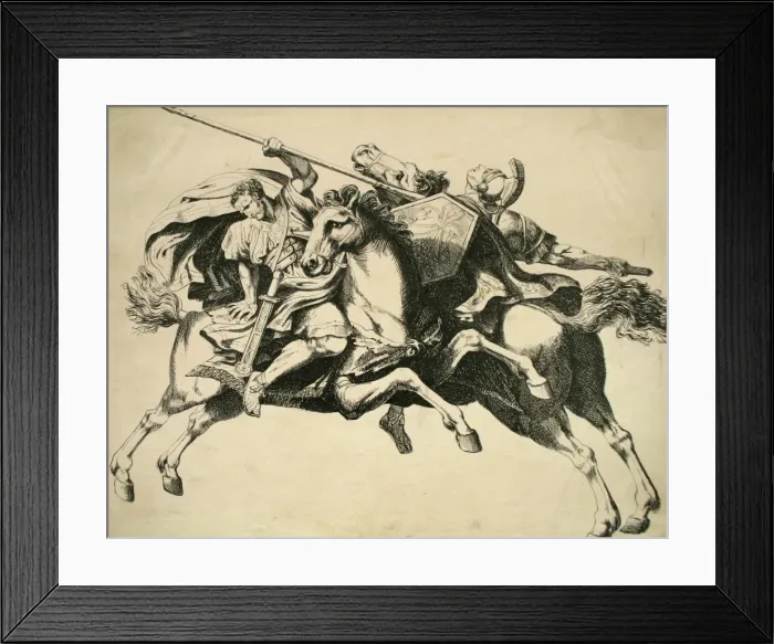 Framed Print : Classical battle scene with men and horses Framed Print : Classical battle scene with men and horses