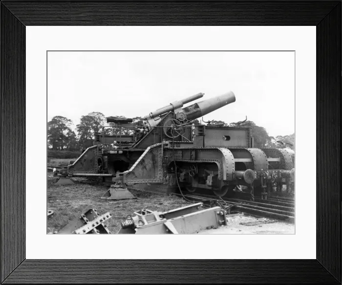 Framed Print : British 12 inch Howitzer on railway mounting, WW1 Framed Print : British 12 inch Howitzer on railway mounting, WW1
