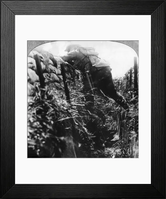 Framed Print : Soldier emerging from trench, WW1 Framed Print : Soldier emerging from trench, WW1