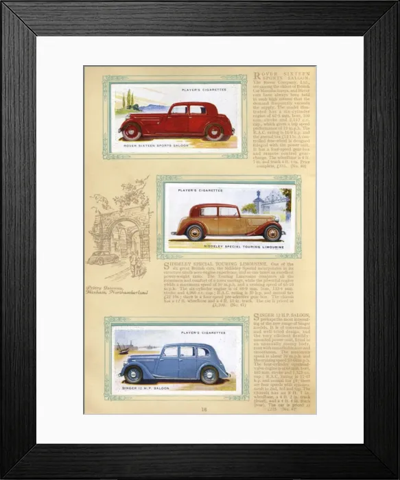 Framed Print : Player Motor Cars: Rover, Siddeley, Singer Framed Print : Player Motor Cars: Rover, Siddeley, Singer
