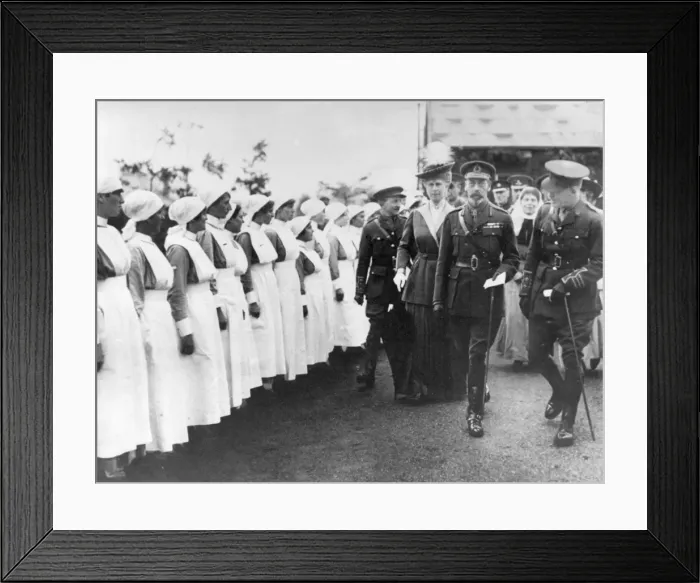 Framed Print : George V and Queen Mary visiting a hospital Framed Print : George V and Queen Mary visiting a hospital