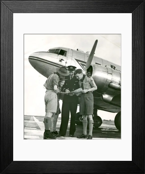 Framed Print : Scouts with British Airways Officer Framed Print : Scouts with British Airways Officer