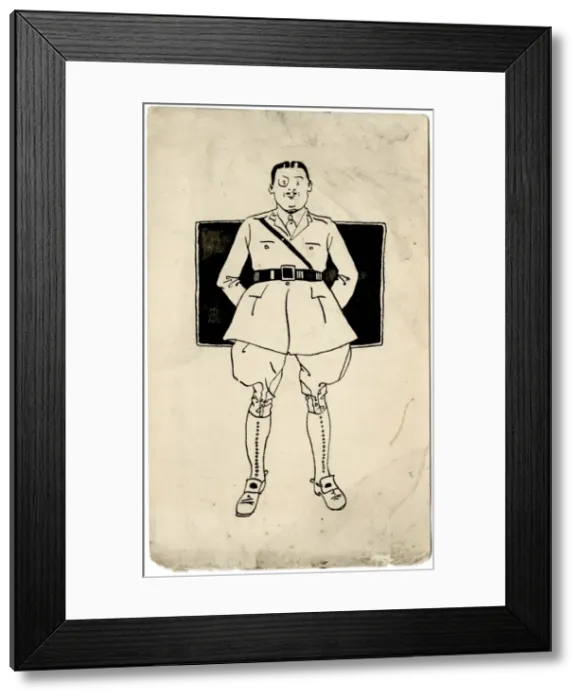 Framed Print : WWI officer on a hand drawn postcard by George Ranstead Framed Print : WWI officer on a hand drawn postcard by George Ranstead