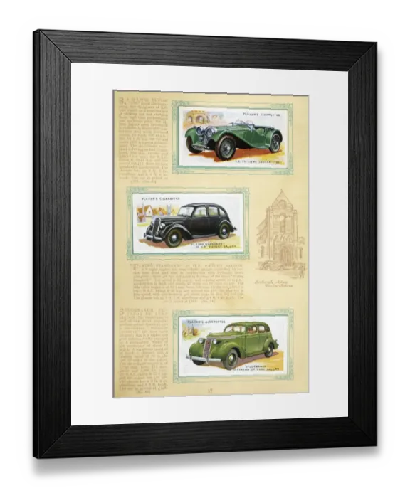 Framed Print : Player Motor Cars: Jaguar, Flying Standard and Studebaker Framed Print : Player Motor Cars: Jaguar, Flying Standard and Studebaker