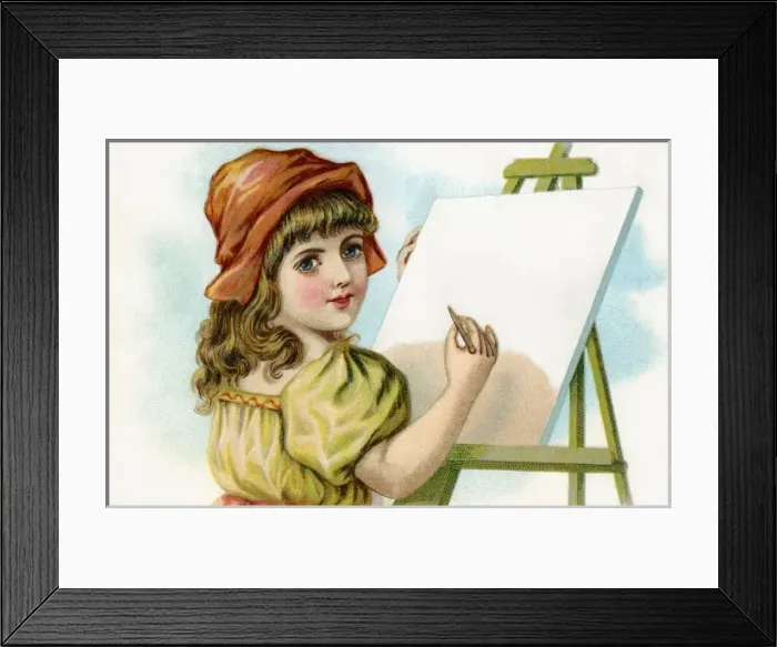 Framed Print : Girl drawing at easel Framed Print : Girl drawing at easel