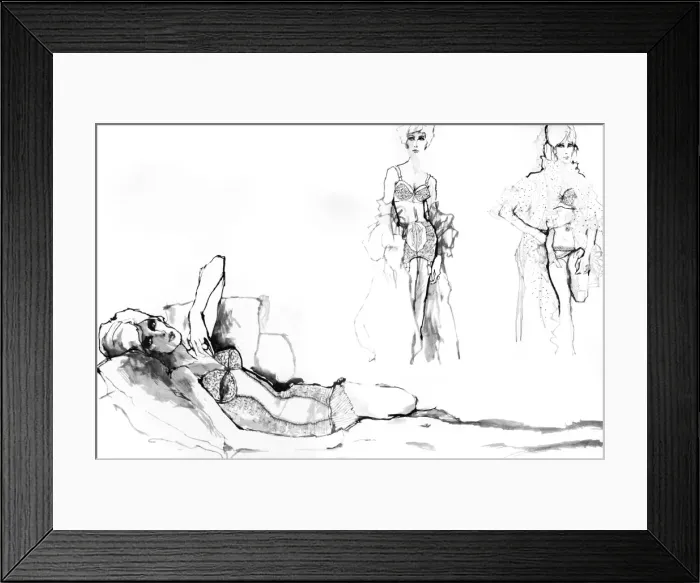 Framed Print : Underwear for 1962 drawn by Barbara Hulanicki Framed Print : Underwear for 1962 drawn by Barbara Hulanicki