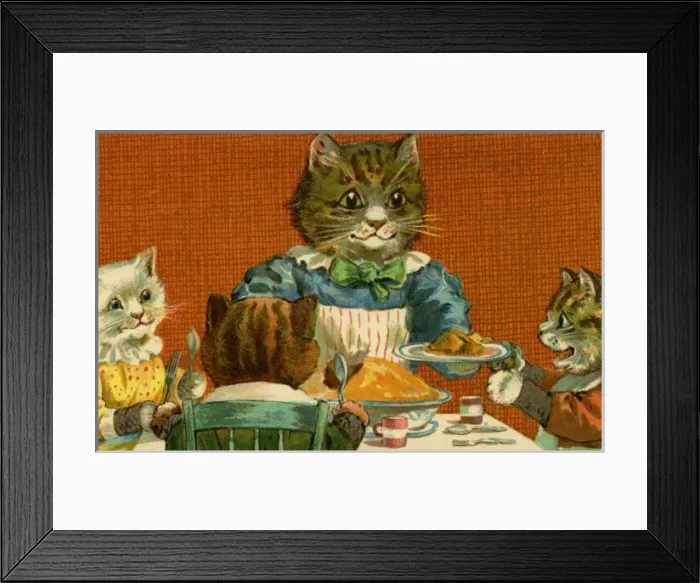 Framed Print : Mother cat serves her kittens by g h Thompson Framed Print : Mother cat serves her kittens by g h Thompson