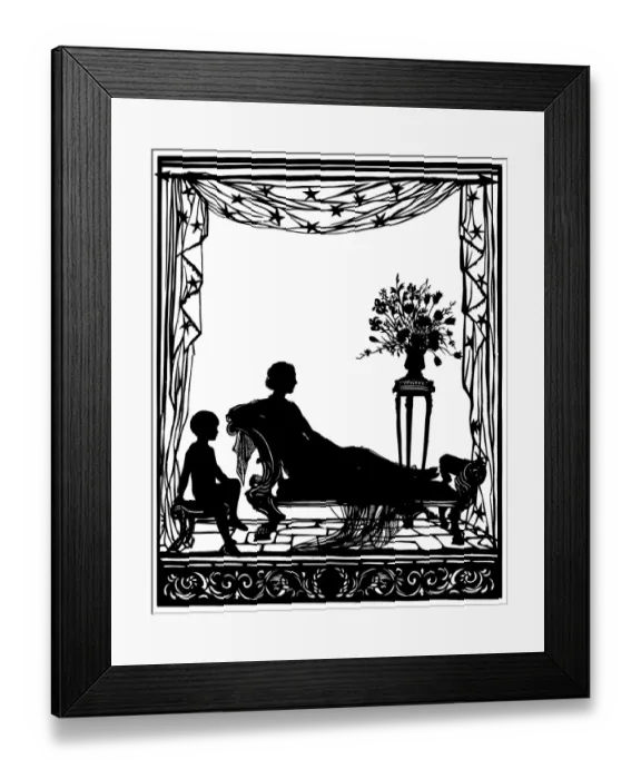 Framed Print : Silhouette of Lady Diana Cooper with her son Framed Print : Silhouette of Lady Diana Cooper with her son