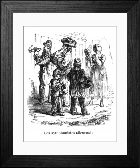 Framed Print : German street band, 1857 Framed Print : German street band, 1857