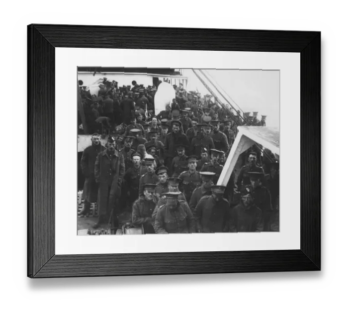Framed Print : Soldiers on board SS Lake Michigan, WW1