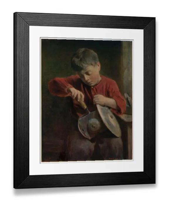 Framed Print : Boy repairing a clock -- Something Wrong with the Works Framed Print : Boy repairing a clock -- Something Wrong with the Works