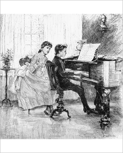 Music at home - children at the piano, 1888