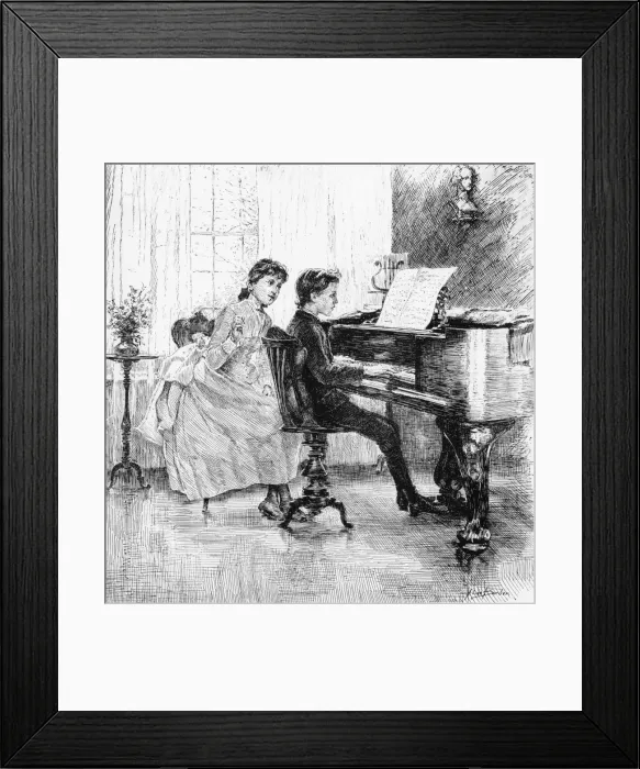 Framed Print : Music at home - children at the piano, 1888 Framed Print : Music at home - children at the piano, 1888