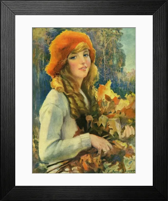 Framed Print : Girl with autumn leaves by Sands Brunner Framed Print : Girl with autumn leaves by Sands Brunner
