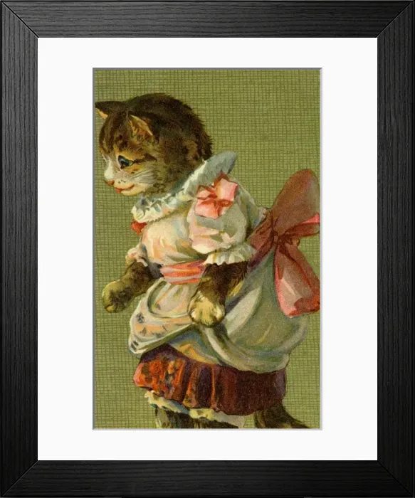 Framed Print : Cat with pink bow by g h Thompson Framed Print : Cat with pink bow by g h Thompson