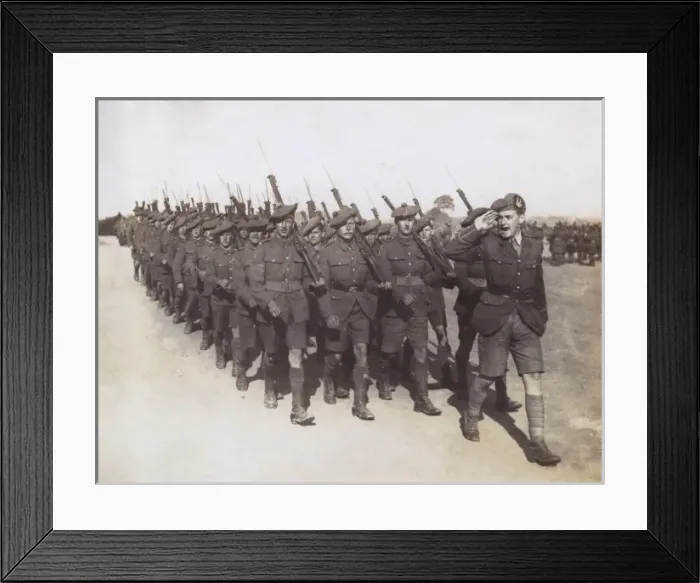 Framed Print : March past at medal presentation ceremony, WW1 Framed Print : March past at medal presentation ceremony, WW1