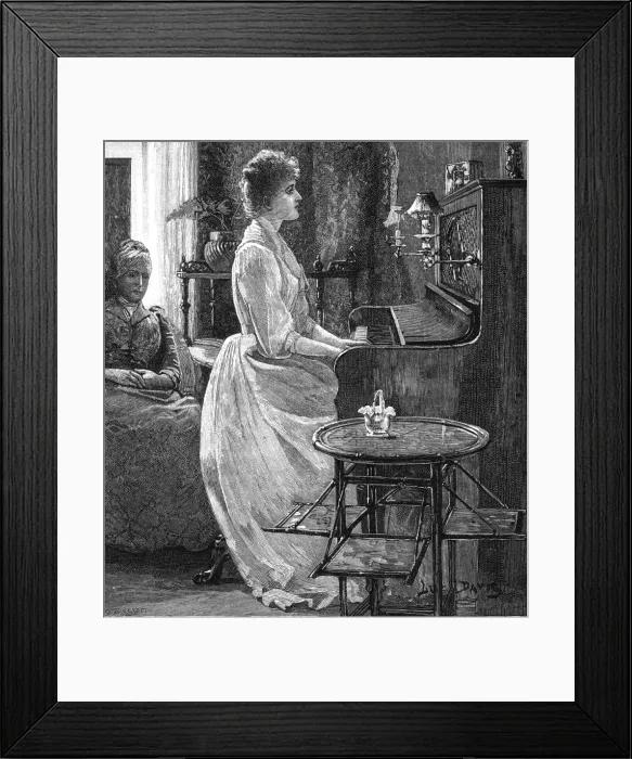 Framed Print : Music at home - a lady plays the piano Framed Print : Music at home - a lady plays the piano