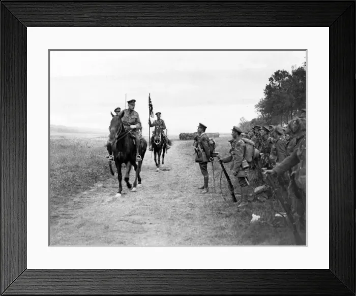 Framed Print : Sir Douglas Haig with Canadian troops, northern France Framed Print : Sir Douglas Haig with Canadian troops, northern France