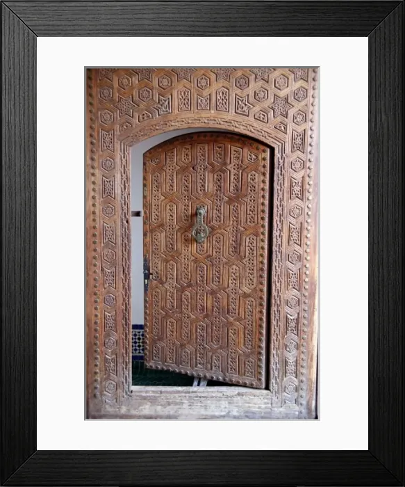 Framed Print : Open wooden door in Marrakech, Morrocco Framed Print : Open wooden door in Marrakech, Morrocco