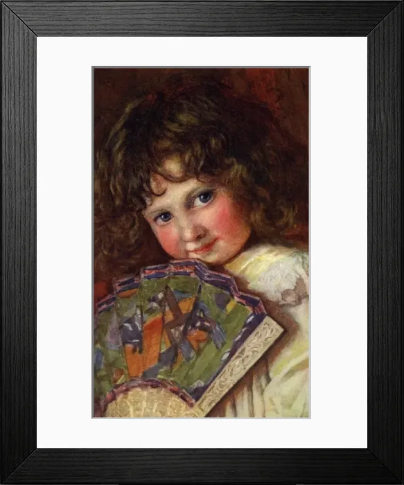 Framed Print : Young girl with fan Framed Print : Young girl with fan