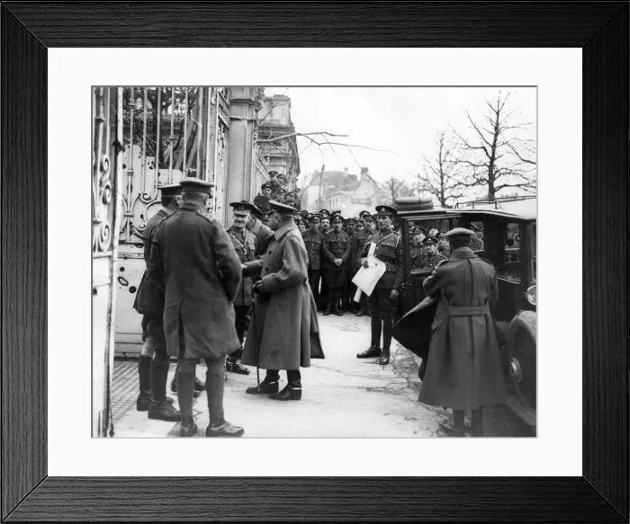 Framed Print : Sir Douglas Haig at Cambrai for meeting of commanders Framed Print : Sir Douglas Haig at Cambrai for meeting of commanders