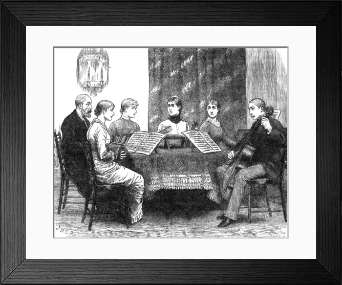 Framed Print : A music evening at home, 1882 Framed Print : A music evening at home, 1882