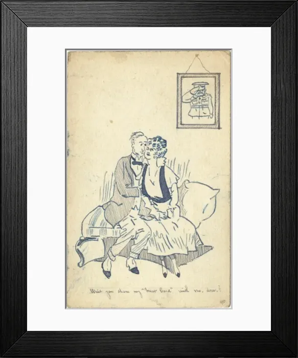 Framed Print : Couple cuddling during WW1 Framed Print : Couple cuddling during WW1