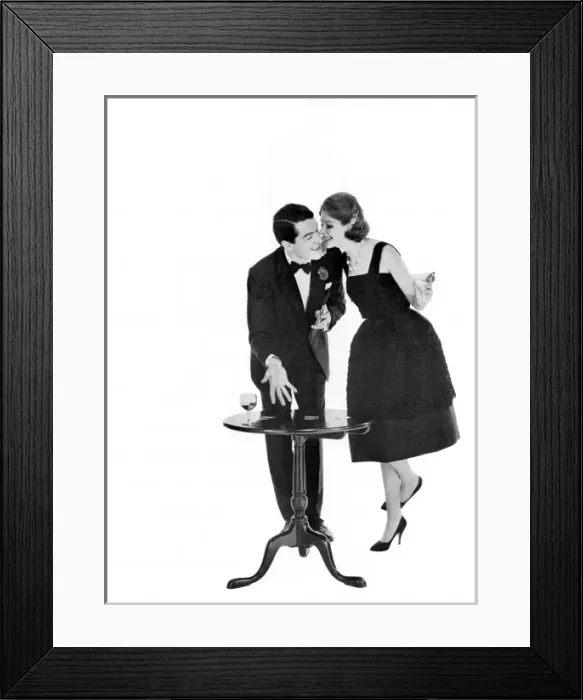 Framed Print : 1960s fashion, cocktails in a Mattli dress Framed Print : 1960s fashion, cocktails in a Mattli dress
