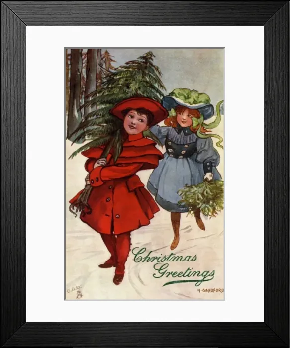 Framed Print : Bringing home the tree by Hilda Dix Sandford Framed Print : Bringing home the tree by Hilda Dix Sandford