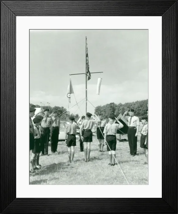 Framed Print : Air Scouts saluting flags Framed Print : Air Scouts saluting flags
