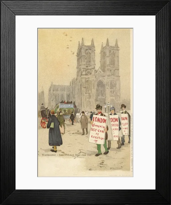 Framed Print : Sandwich board advertising, Westminster Abbey, London Framed Print : Sandwich board advertising, Westminster Abbey, London