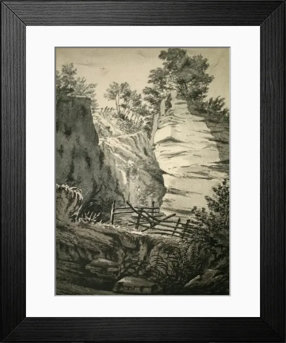 Framed Print : Country scene with trees and rocks Framed Print : Country scene with trees and rocks