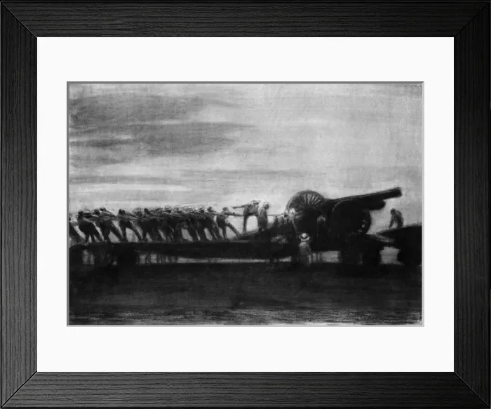 Framed Print : Detraining a Howitzer by moonlight, Palestine, WW1 Framed Print : Detraining a Howitzer by moonlight, Palestine, WW1